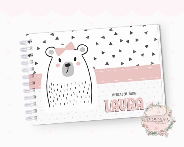 Caderno de Mensagens - Ursinha Escandinavo Rosa - Coleção 2022 - Imagem 1