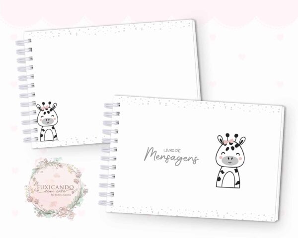 Caderno de Mensagens - Girafa Escandinavo Rosa - Coleção 2022 - Imagem 2