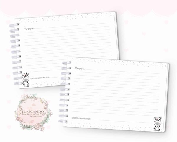 Caderno de Mensagens - Girafa Escandinavo Rosa - Coleção 2022 - Imagem 3