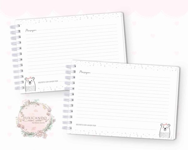 Caderno de Mensagens - Ursinha Escandinavo Rosa - Coleção 2022 - Imagem 3