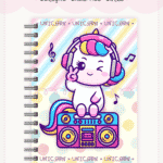 Caderno Cute - Unicórnio Music