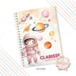 Caderno A5 - Astronauta Watercolor Menina - Coleção 2.4