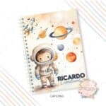 Caderno A5 - Astronauta Watercolor Menino - Coleção 2.4