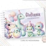 Livro de Mesversário - Dino Party - Menina - Coleção 2.4