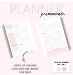 FICHÁRIO/PLANNER - PERMANENTE - Visão Semanal Linhas - Rosa e Nude