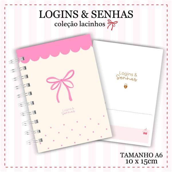 Caderninho de Logins e Senhas - Coleção Lacinhos - Capa 01 - Imagem 1