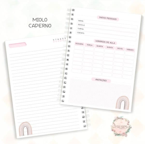 Caderno - Arco Íris Aquarela Boho - Coleção 2025 - Imagem 2