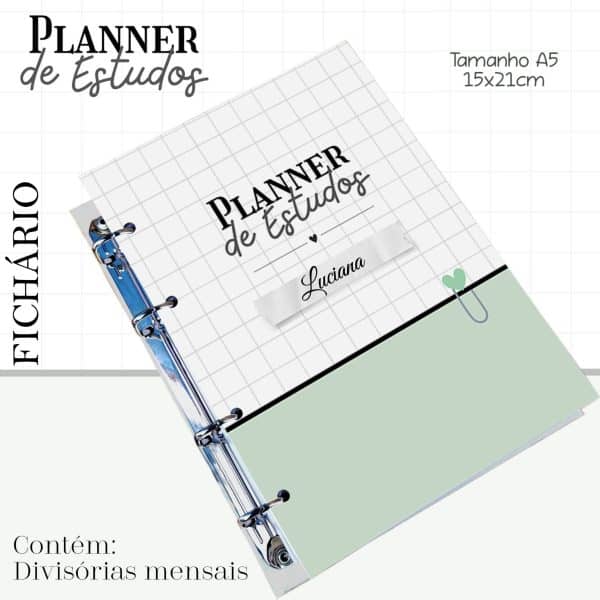 Fichário / Planner de Estudos Verde - Imagem 1