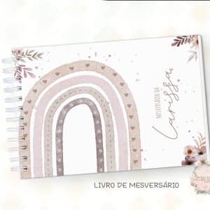 Livro de Mesversário - Arco Íris Aquarela Boho - Coleção 2025