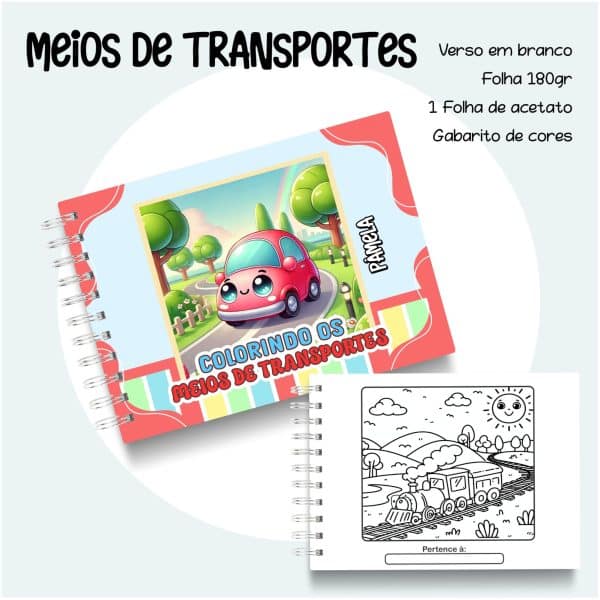 Livro de Colorir Meios de transporte - Imagem 1