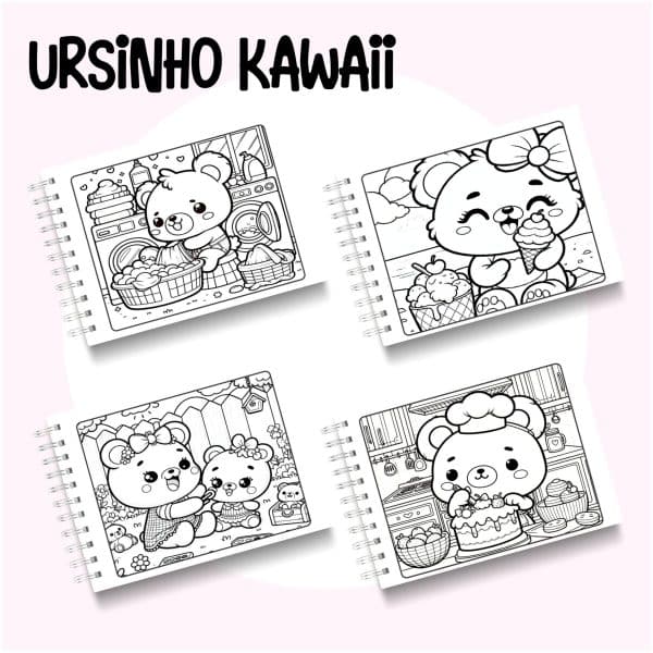 Livro de Colorir Ursinhos Kawaii - Imagem 2