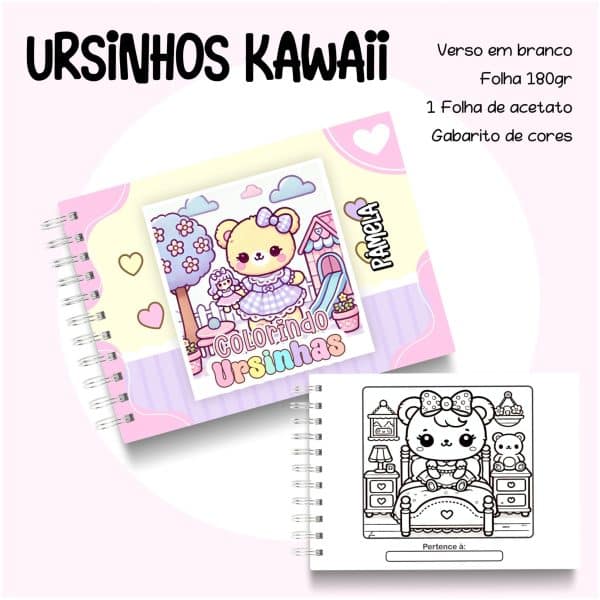 Livro de Colorir Ursinhos Kawaii - Imagem 1
