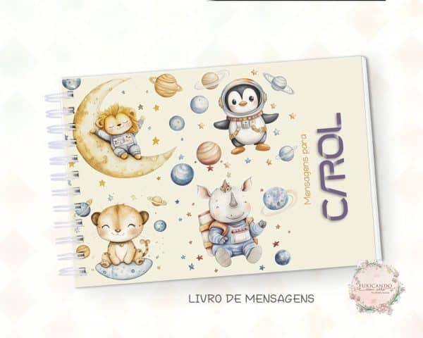 Caderno de Mensagens - Safari Astronauta Menina - Coleção 2025 - Imagem 1