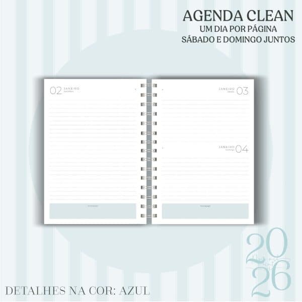 Agenda Clean - 2026 - Azul - escolha a sua capa - Imagem 1