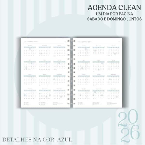 Agenda Clean - 2026 - Azul - escolha a sua capa - Imagem 3