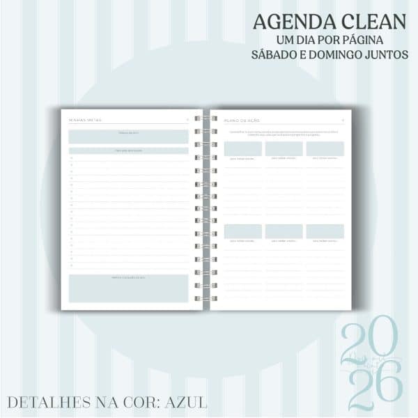 Agenda Clean - 2026 - Azul - escolha a sua capa - Imagem 4