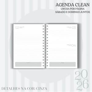 Agenda Clean - 2026 - Cinza - escolha a sua capa