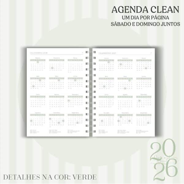 Agenda Clean - 2026 - Verde - escolha a sua capa - Imagem 3