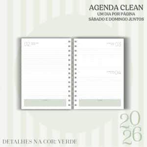 Agenda Clean - 2026 - Verde - escolha a sua capa