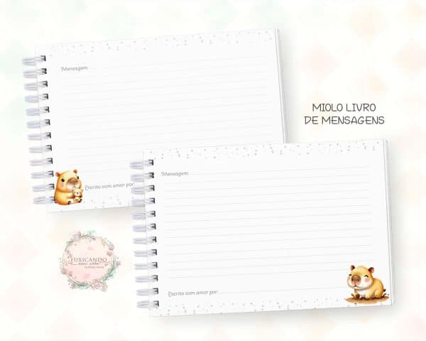 Caderno de Mensagens - Capivara Menino - Mod 02 - Coleção 2025 - Imagem 3
