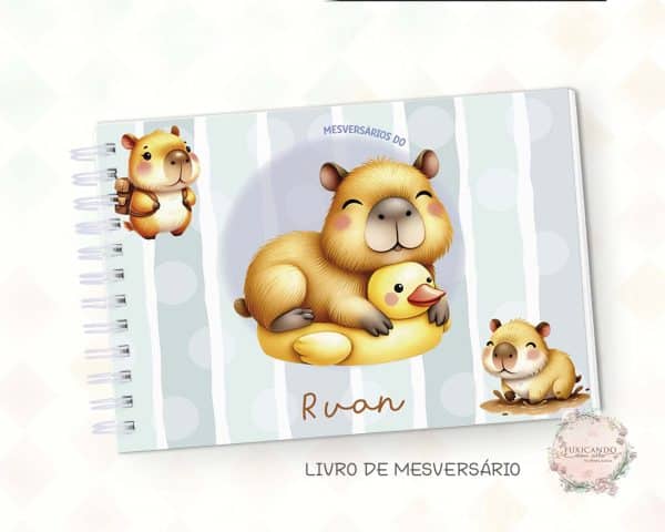 Livro de Mesversário - Capivara Menino - Mod 01 - Coleção 2025 - Imagem 1