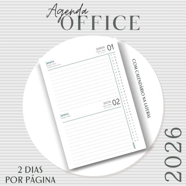 Agenda Office Dois dias por página - 2026 - Capas do Mostruários - Imagem 1