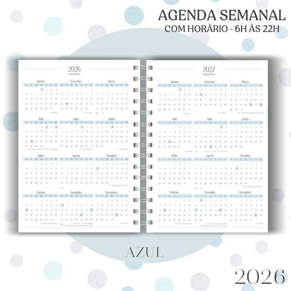 Agenda visão semanal A5 (15x21cm) - Azul - 2026 - Imagem 4