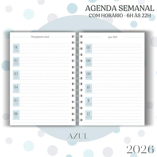 Agenda visão semanal A5 (15x21cm) - Azul - 2026 - Imagem 9