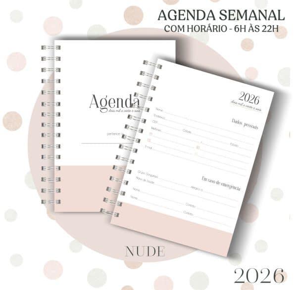 Agenda visão semanal - Nude - 2026 - Imagem 2