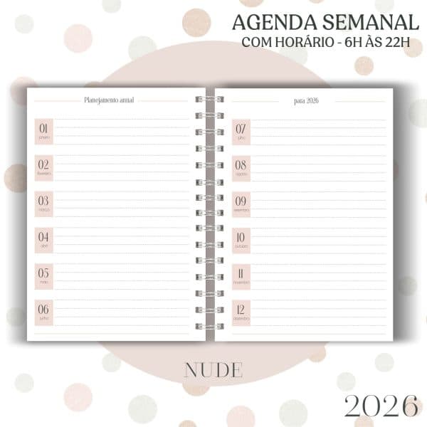 Agenda visão semanal - Nude - 2026 - Imagem 6