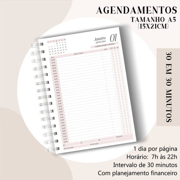 Agendamento de horários A5 - 2026 - de 30 em 30 minutos - Imagem 1