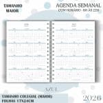 Agenda visão semanal Colegial (17x24cm) - Azul - 2026 - Imagem 3