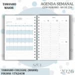 Agenda visão semanal Colegial (17x24cm) - Azul - 2026 - Imagem 7