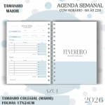 Agenda visão semanal Colegial (17x24cm) - Azul - 2026 - Imagem 9