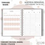 Agenda visão semanal Colegial (17x24cm) - Nude - 2026 - Imagem 10