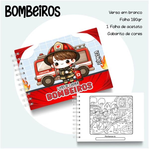 Livro de Colorir Bombeiros - Imagem 1