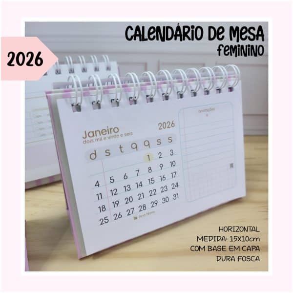 Calendário de Mesa Feminino - 2026 - Imagem 1
