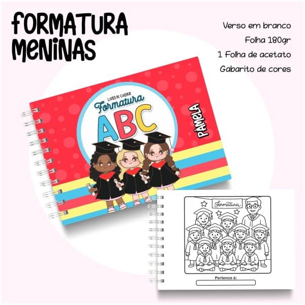 Livro de Colorir Formatura Meninas - Imagem 1