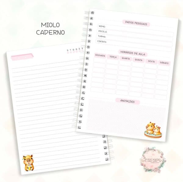 Caderno - Capivara Menina - Mod 02 - Coleção 2025 - Imagem 2