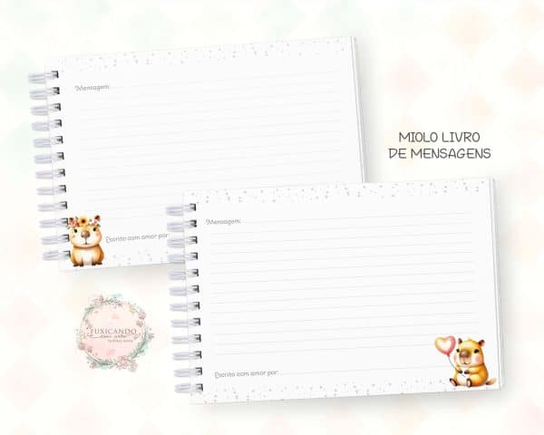 Caderno de Mensagens - Capivara Menina - Mod 02 - Coleção 2025 - Imagem 3