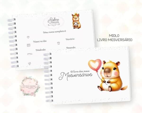Livro de Mesversário - Capivara Menina - Mod 02 - Coleção 2025 - Imagem 2