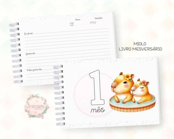 Livro de Mesversário - Capivara Menina - Mod 02 - Coleção 2025 - Imagem 3