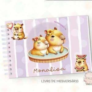 Livro de Mesversário - Capivara Menina - Mod 01 - Coleção 2025
