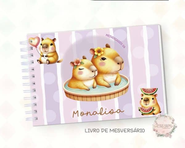 Livro de Mesversário - Capivara Menina - Mod 01 - Coleção 2025 - Imagem 1