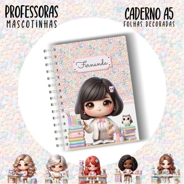 Caderno A5 - PROFESSORA ESCOLHA A MASCOTINHA - Imagem 1