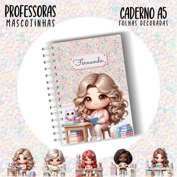 Caderno A5 - PROFESSORA ESCOLHA A MASCOTINHA - Imagem 4