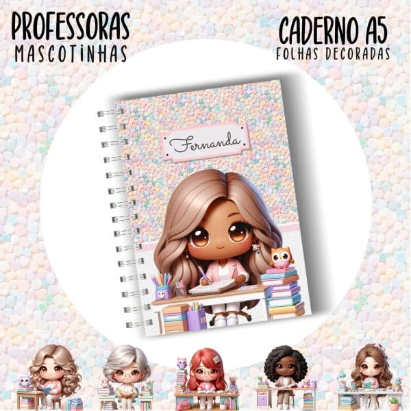 Caderno A5 - PROFESSORA ESCOLHA A MASCOTINHA - Imagem 5
