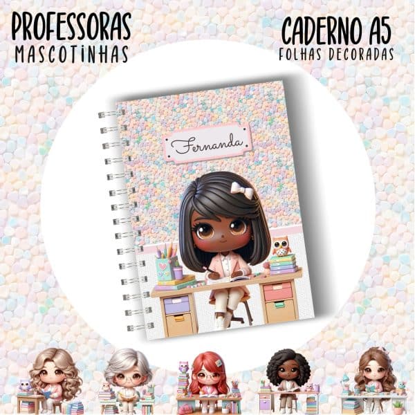 Caderno A5 - PROFESSORA ESCOLHA A MASCOTINHA - Imagem 10