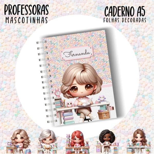 Caderno A5 - PROFESSORA ESCOLHA A MASCOTINHA - Imagem 18