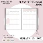 Fichário/Planner Feminino 2026 - Visão Semanal em BOX - Imagem 3